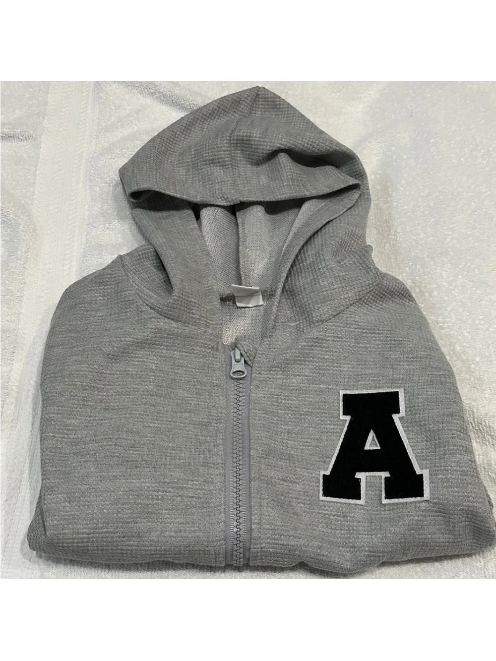 SHEIN Gray Kids Zip-Up Jogger Set with 'A' Patch